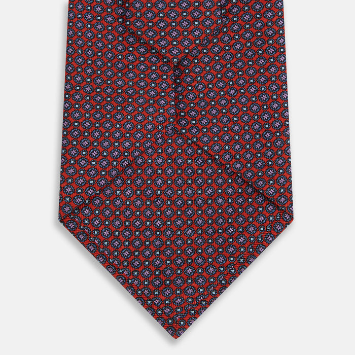 Red Multi-Floral Silk Tie Image 2