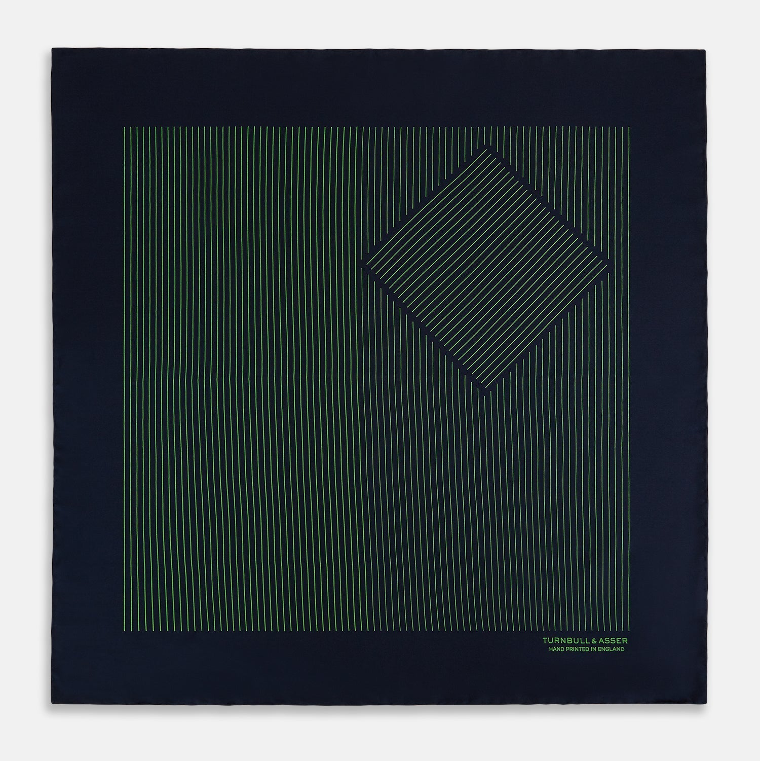 View 3 of product Navy and Fern Green Stripe Silk Pocket Square