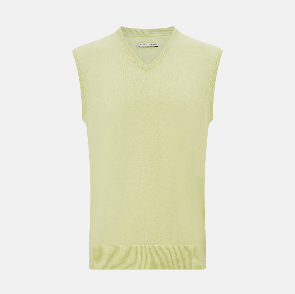 Melon Green V-neck Cashmere Vest