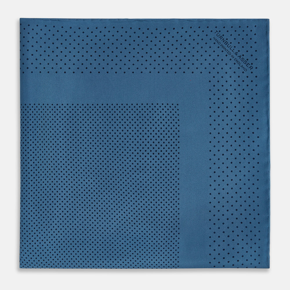 Blue Dot Silk Pocket Square