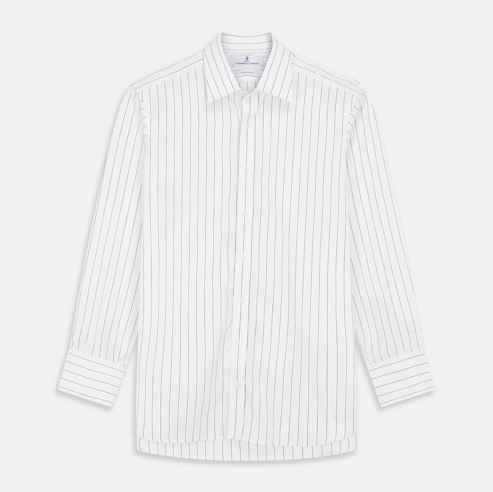 Black Fine Stripe Cotton Regular Fit Mayfair Shirt