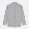 View 4 of product Navy Stripe Weekend Fit Shirt with Derby Collar and 1-Button Cuffs