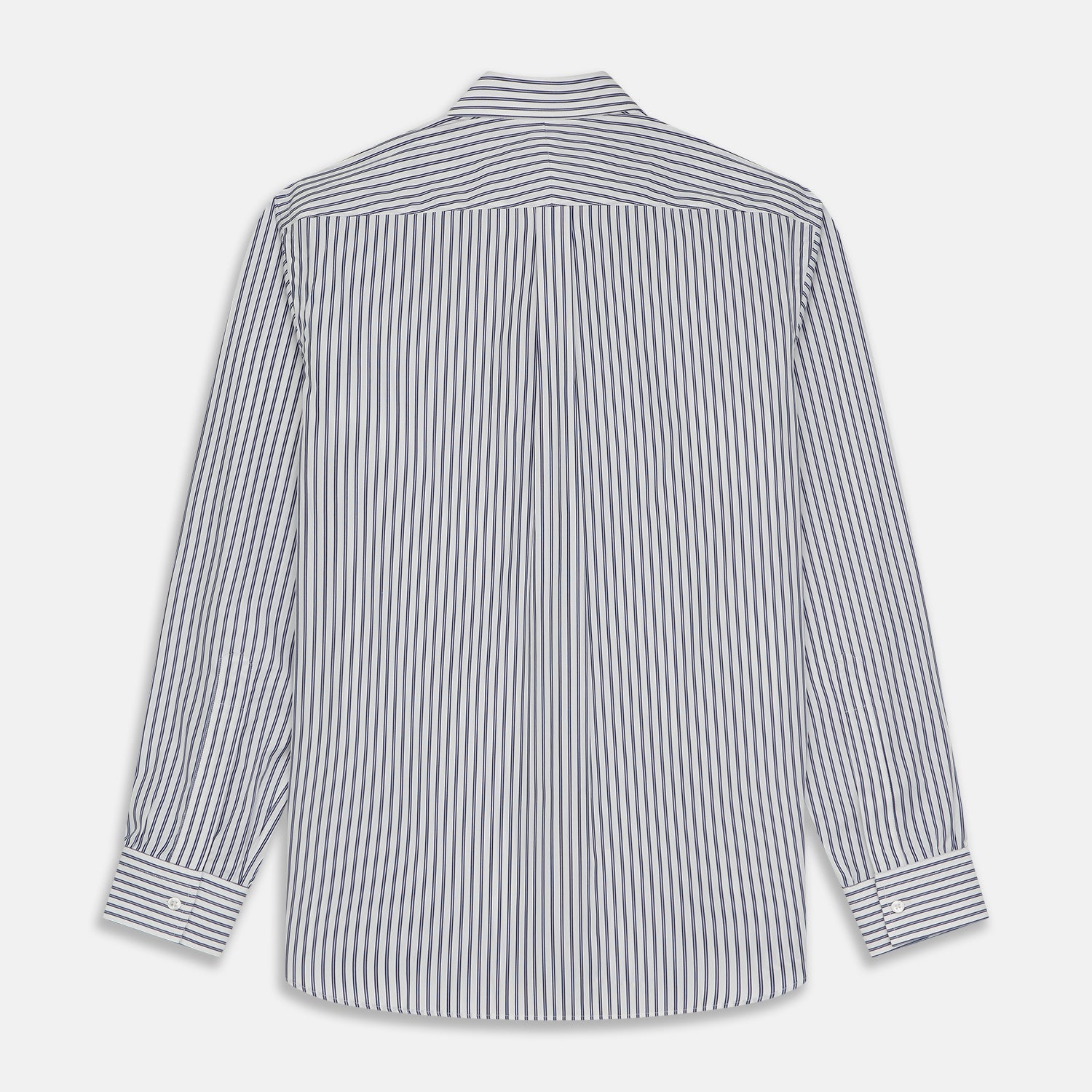 View 4 of product Navy Stripe Weekend Fit Shirt with Derby Collar and 1-Button Cuffs