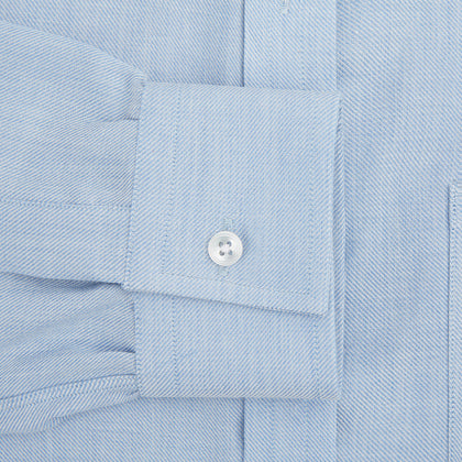 Pale Blue Cotton Cashmere Derby Collar Richmond Shirt Image 2