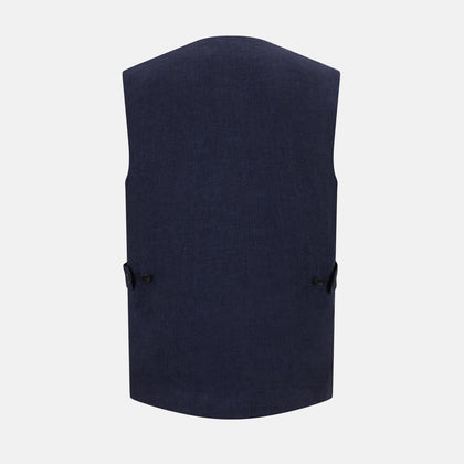 Navy Linen Twill Waistcoat Image 2
