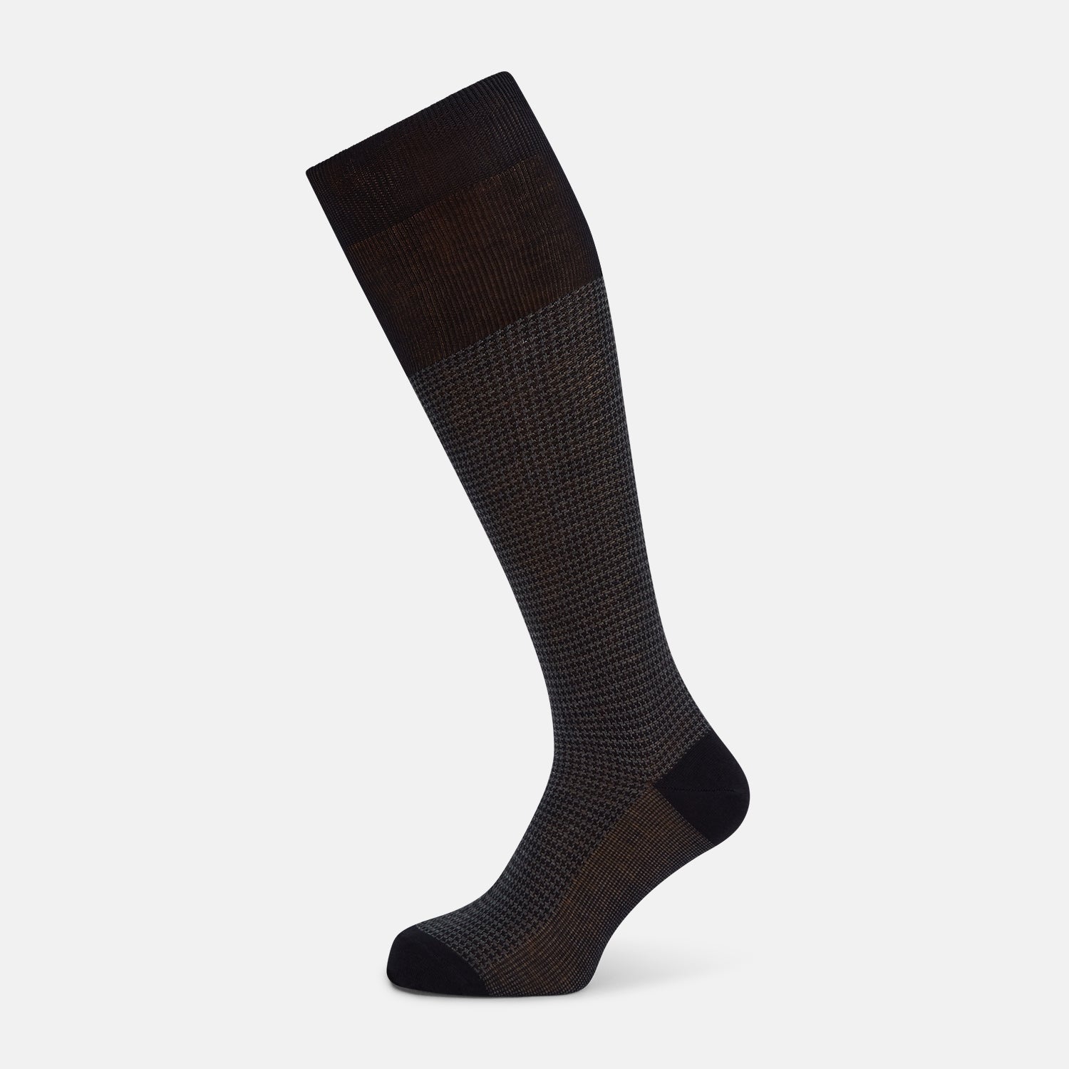View 1 of product Charcoal Melange Houndstooth Long Socks