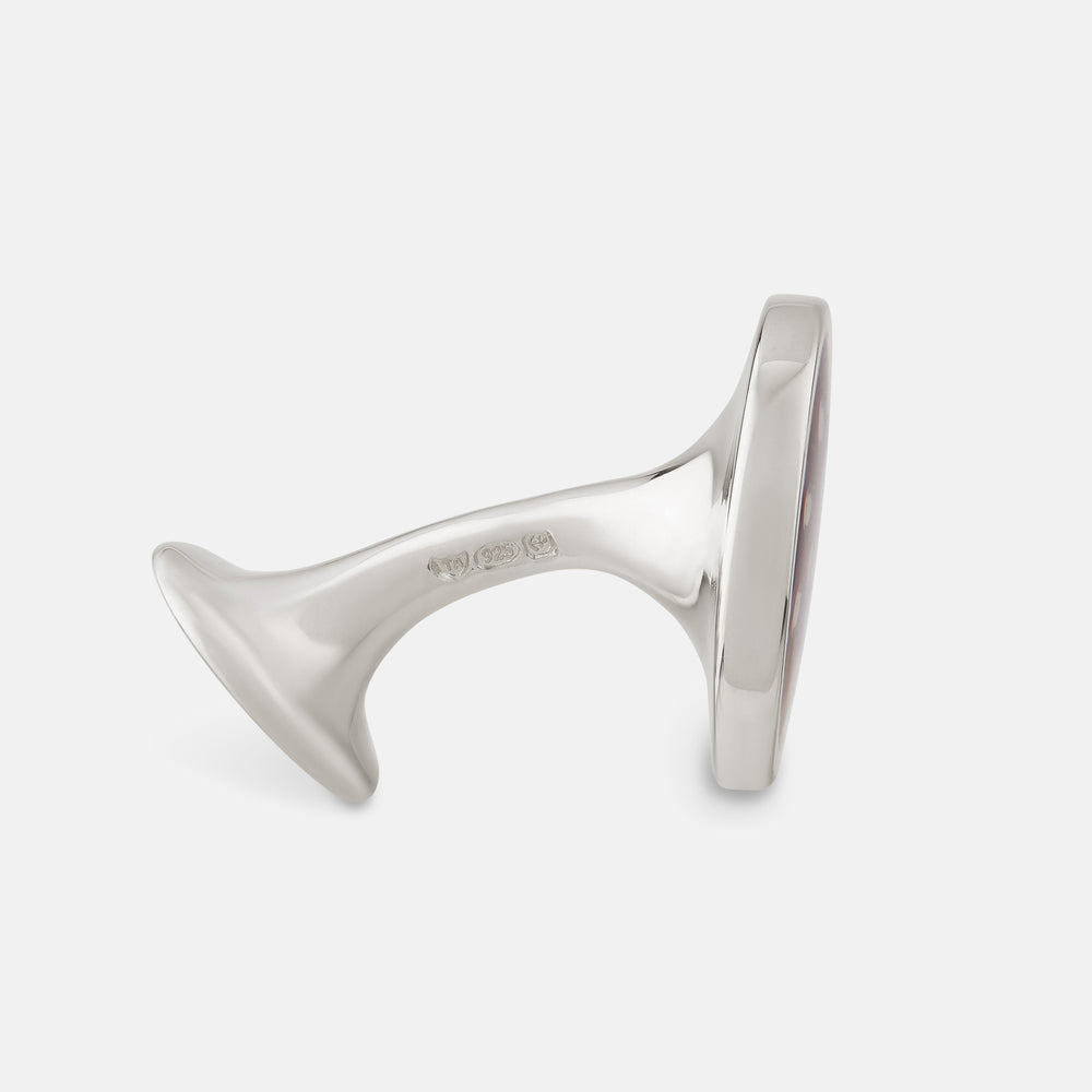 Burgundy Spotted Circle Enamel Cufflinks