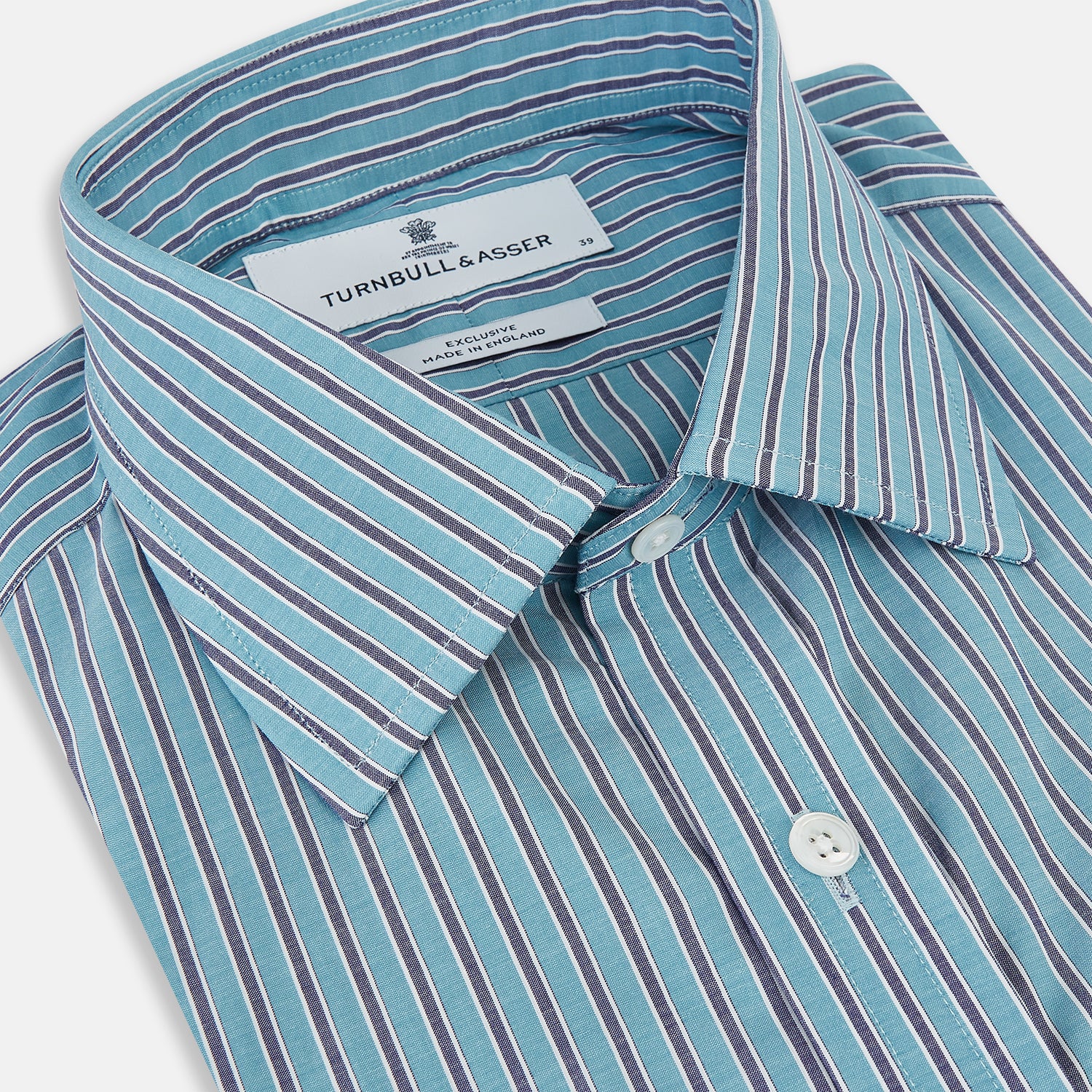 View 2 of product Turquoise Ticking Stripe Mayfair Shirt