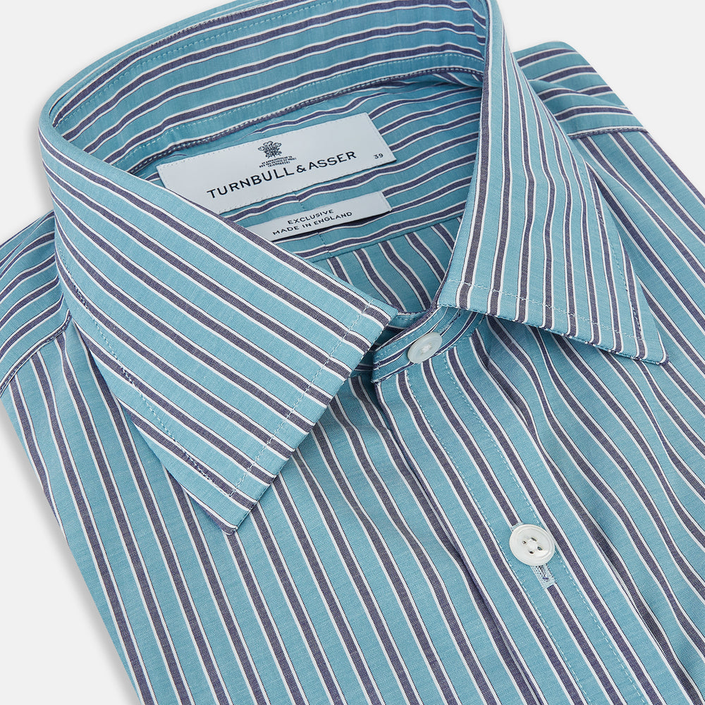 Turquoise Ticking Stripe Mayfair Shirt