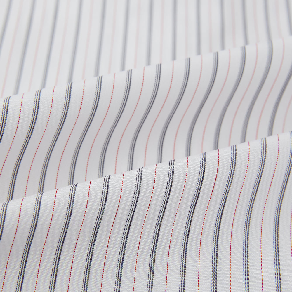 Midnight Blue and Red Ticking Stripe Mayfair Shirt