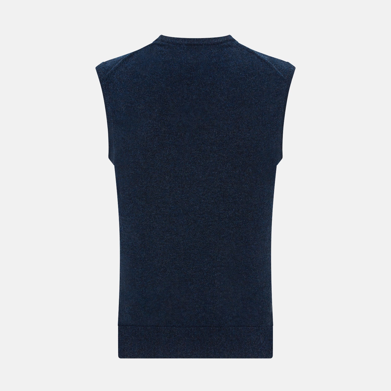 Navy Melange V-neck Cashmere Vest