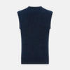 Navy Melange V-neck Cashmere Vest