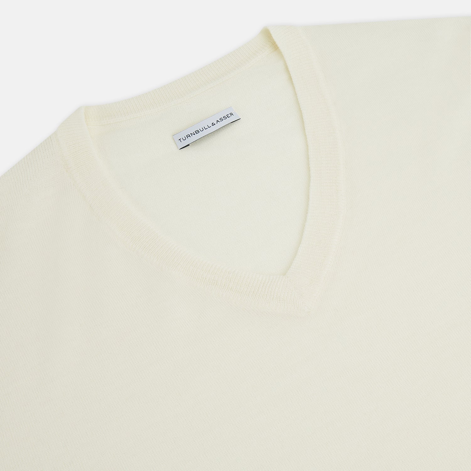 View 7 of product White Fine Merino V-Neck Jumper