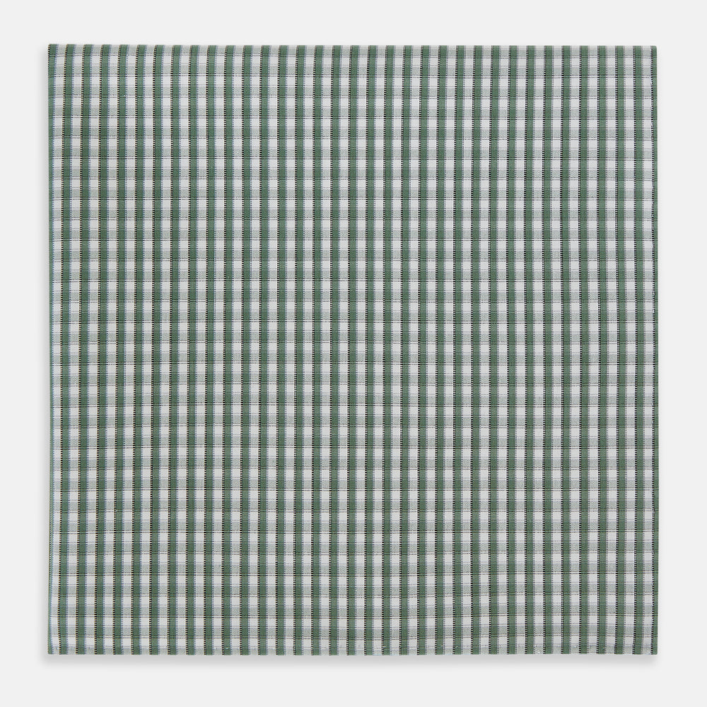 Melon Green Micro Shadow Check Hand-Rolled Handkerchief
