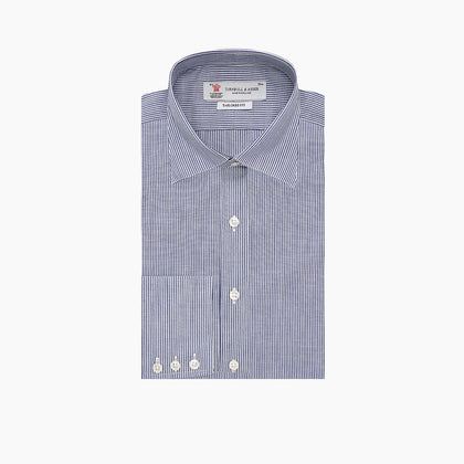 Navy and White Bengal Stripe Tailored Fit Shirt Image 2