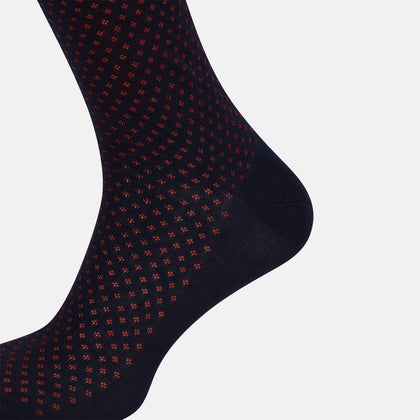 Navy/Red Motif Long Socks Image 3