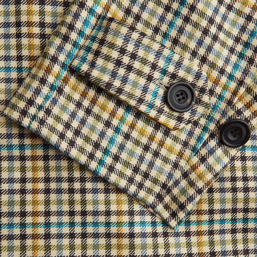 Green and Blue Multi Check Wool Elliot Coat