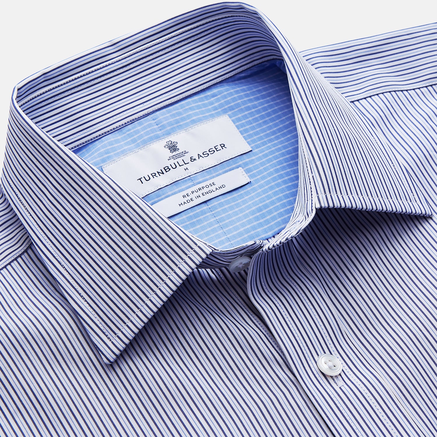 View 3 of product Blue Multi Stripe Cotton RE-PURPOSE Weekend Fit Finch Shirt
