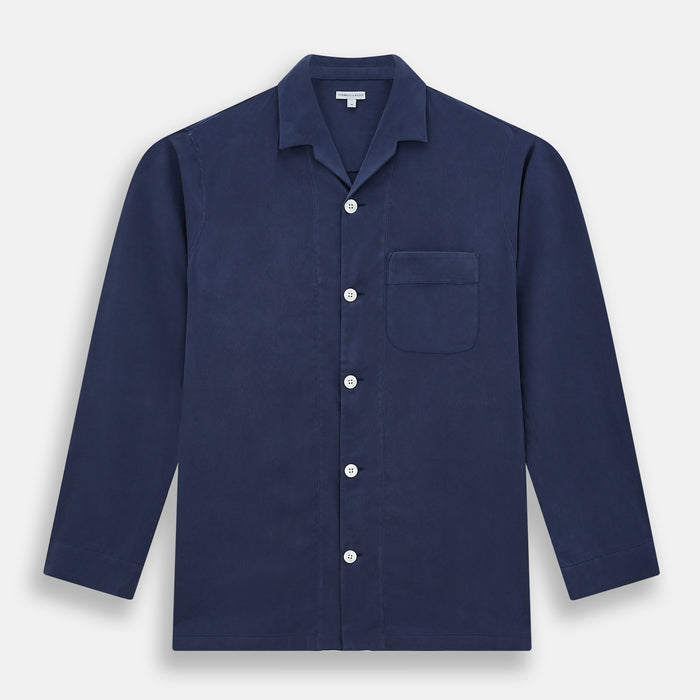 Navy Silk Pyjama Set Image 3