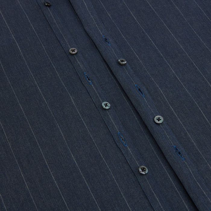 Navy Melange Wide Stripe Westminster Shirt Image 6