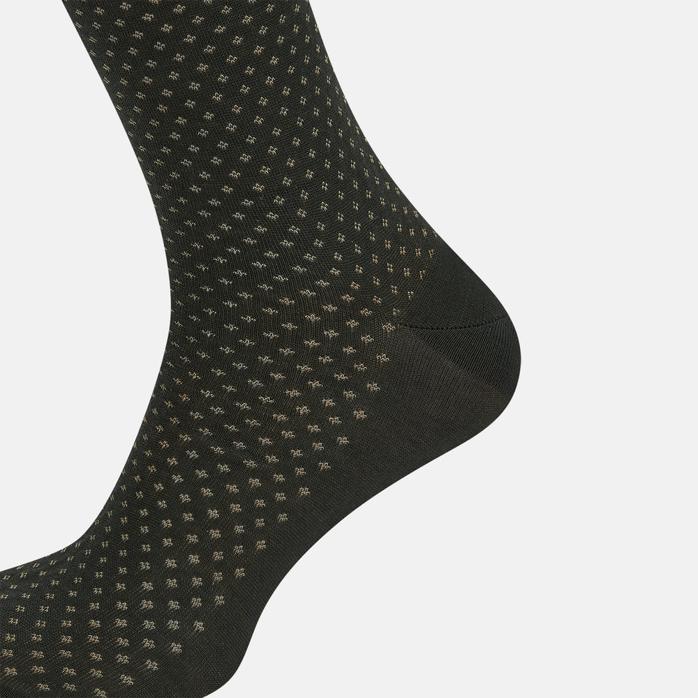 Forest Green Motif Long Socks
