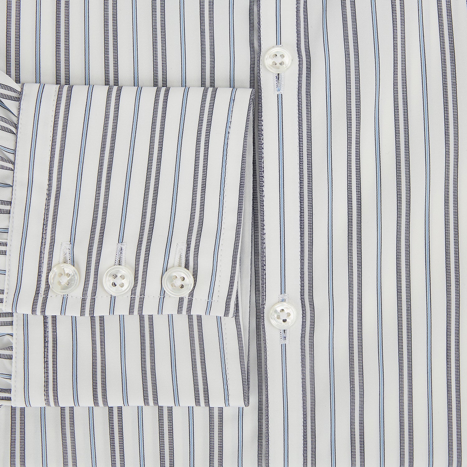 View 4 of product NAVY AND LIGHT BLUE MULTI TRACK STRIPE WESTMINSTER SHIRT