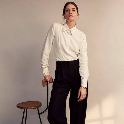 Cream Silk Tailored Bianca Shirt Image 9