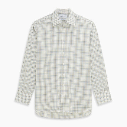 Green Tattersall Check Cashmerello Regular Fit Mayfair Shirt Image 5