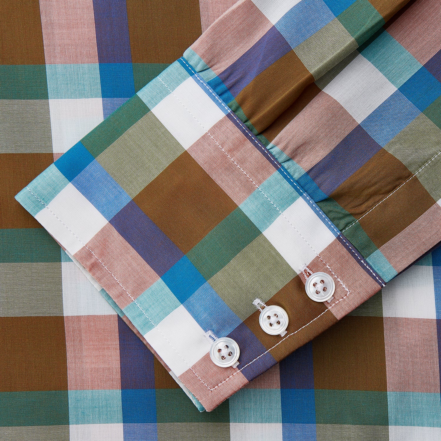 View 4 of product Green and Pink Multi-check Cotton Blend Regular Fit Mayfair Shirt