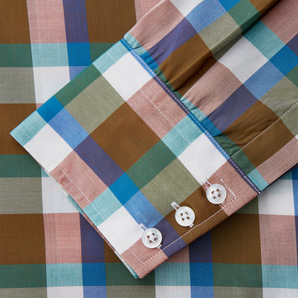 Green and Pink Multi-check Cotton Blend Regular Fit Mayfair Shirt Image 3
