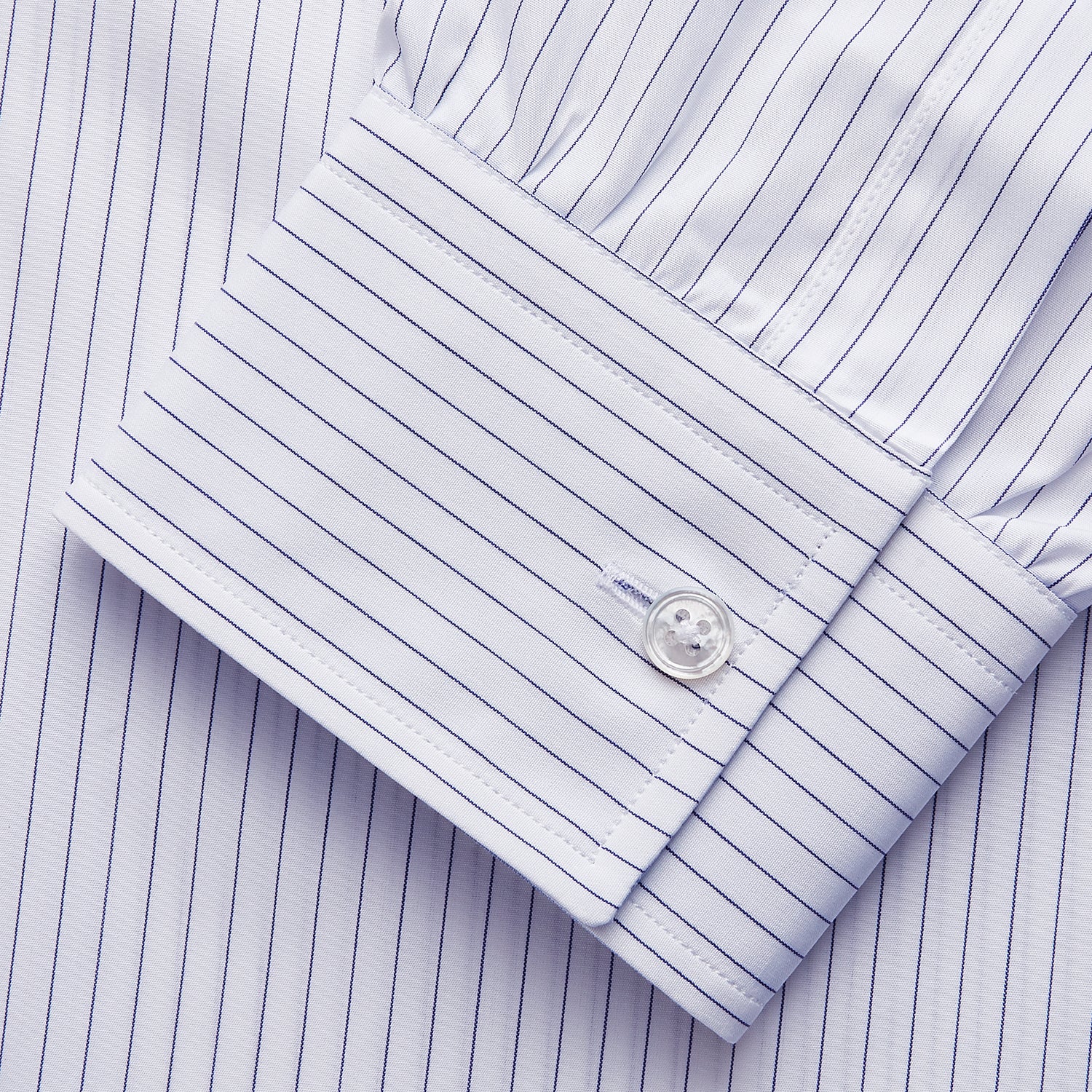 View 4 of product White and Blue Stripe Cotton RE-PURPOSE Weekend Fit Finch Shirt