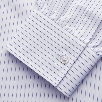 White and Blue Stripe Cotton RE-PURPOSE Weekend Fit Finch Shirt Image 3