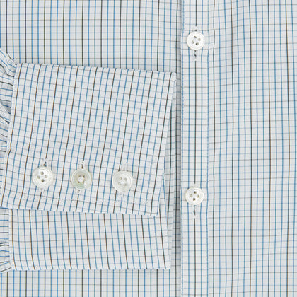 Pale Blue and Navy Grid Check Westminster Shirt Image 3