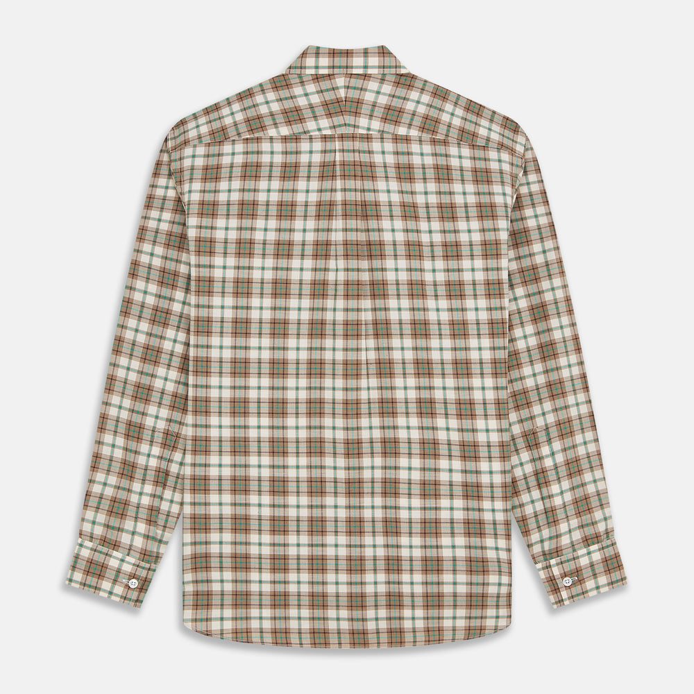 Green and Oatmeal Cotton Weekend Fit Langston Shirt