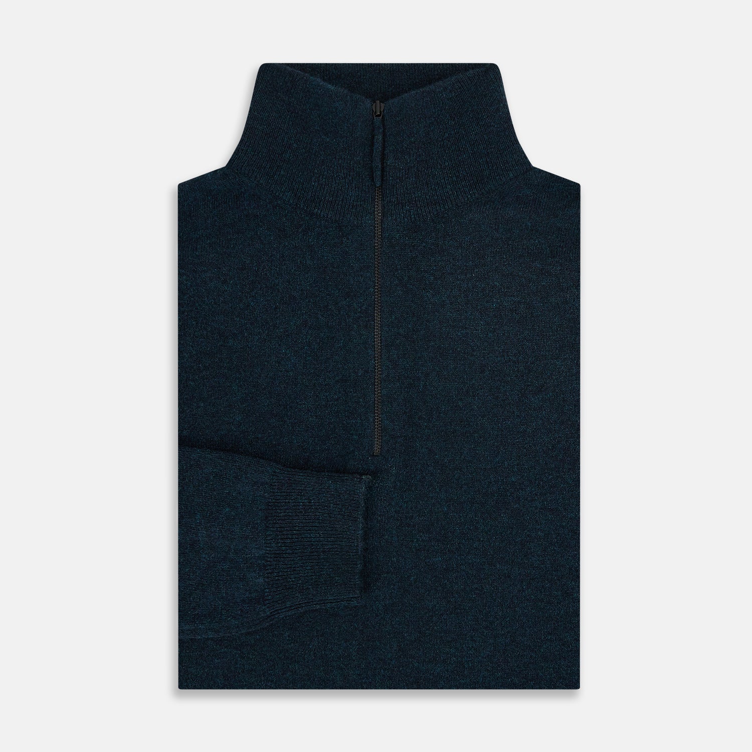 View 4 of product Dark Green Melange Half-Zip Cashmere Jumper