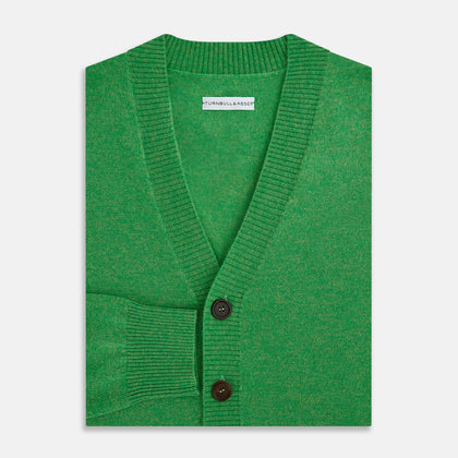 Lime Green Cashmere Cardigan Image 3
