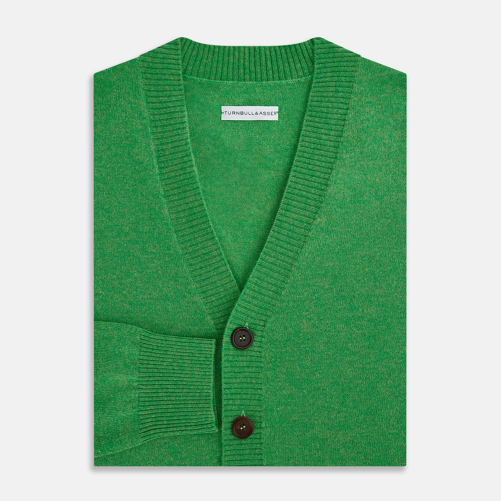 Lime Green Cashmere Cardigan Turnbull Asser