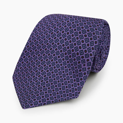 Purple Square and Circle Silk Tie Image 4