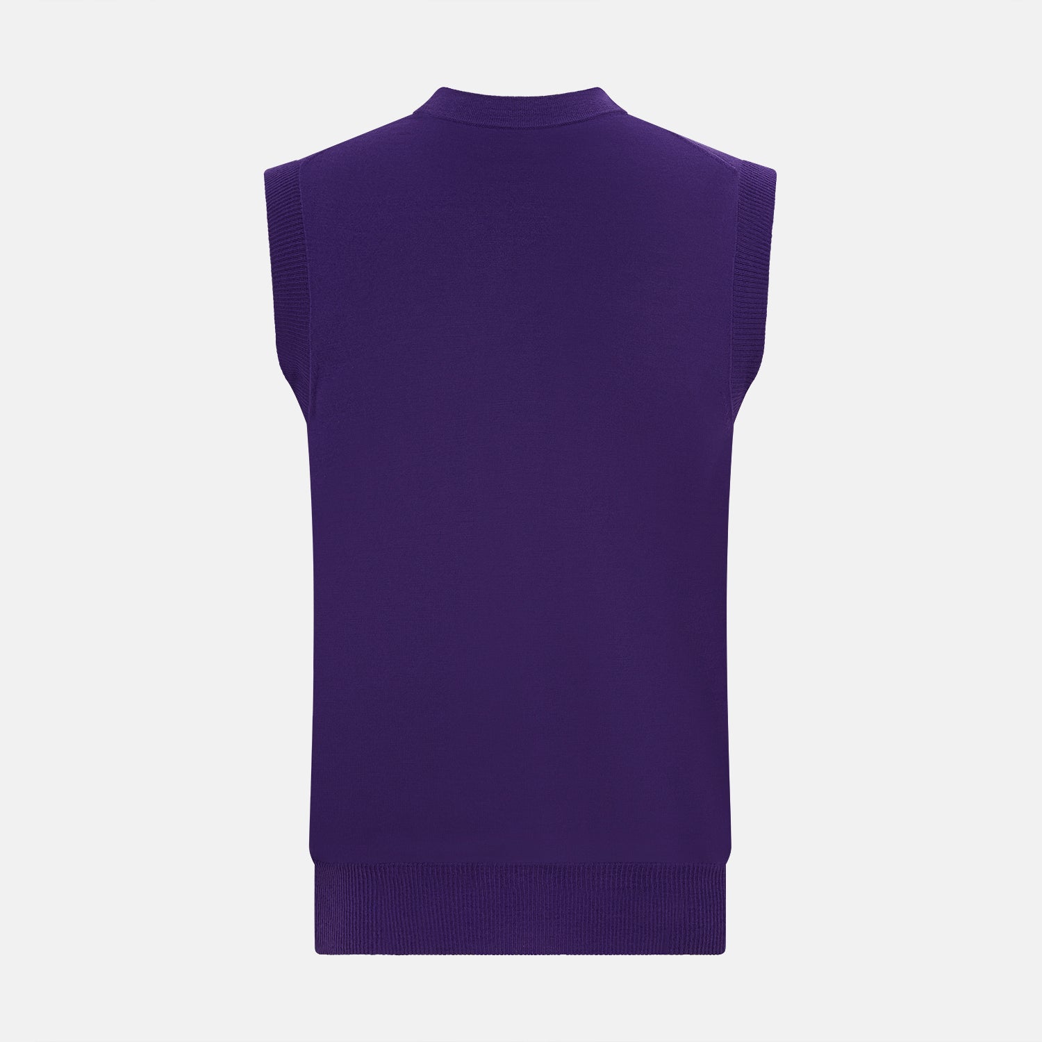 View 3 of product Purple Fine Merino V-Neck Sleeveless Cardigan