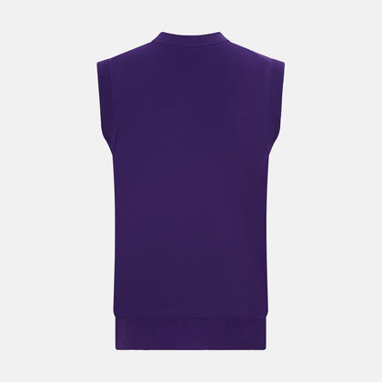 Purple Fine Merino V-Neck Sleeveless Cardigan Image 2