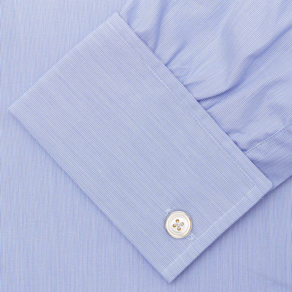 Blue Hairline Stripe Shirt with T&A Collar and 3-Button Cuffs