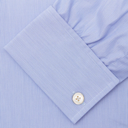 Blue Hairline Stripe Shirt with T&A Collar and 3-Button Cuffs Image 5