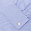 Blue Hairline Stripe Shirt with T&A Collar and Double Cuffs