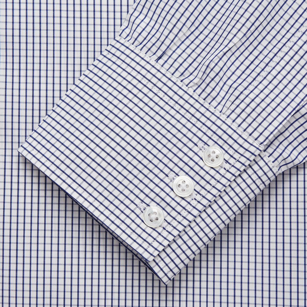 Navy Check Cotton Regular Fit Mayfair Shirt