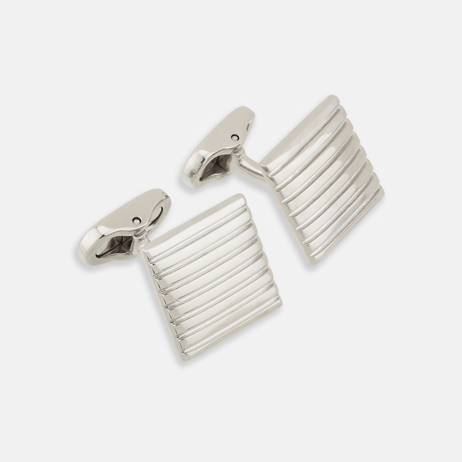 View 1 of product Silver Striped Square Cufflinks