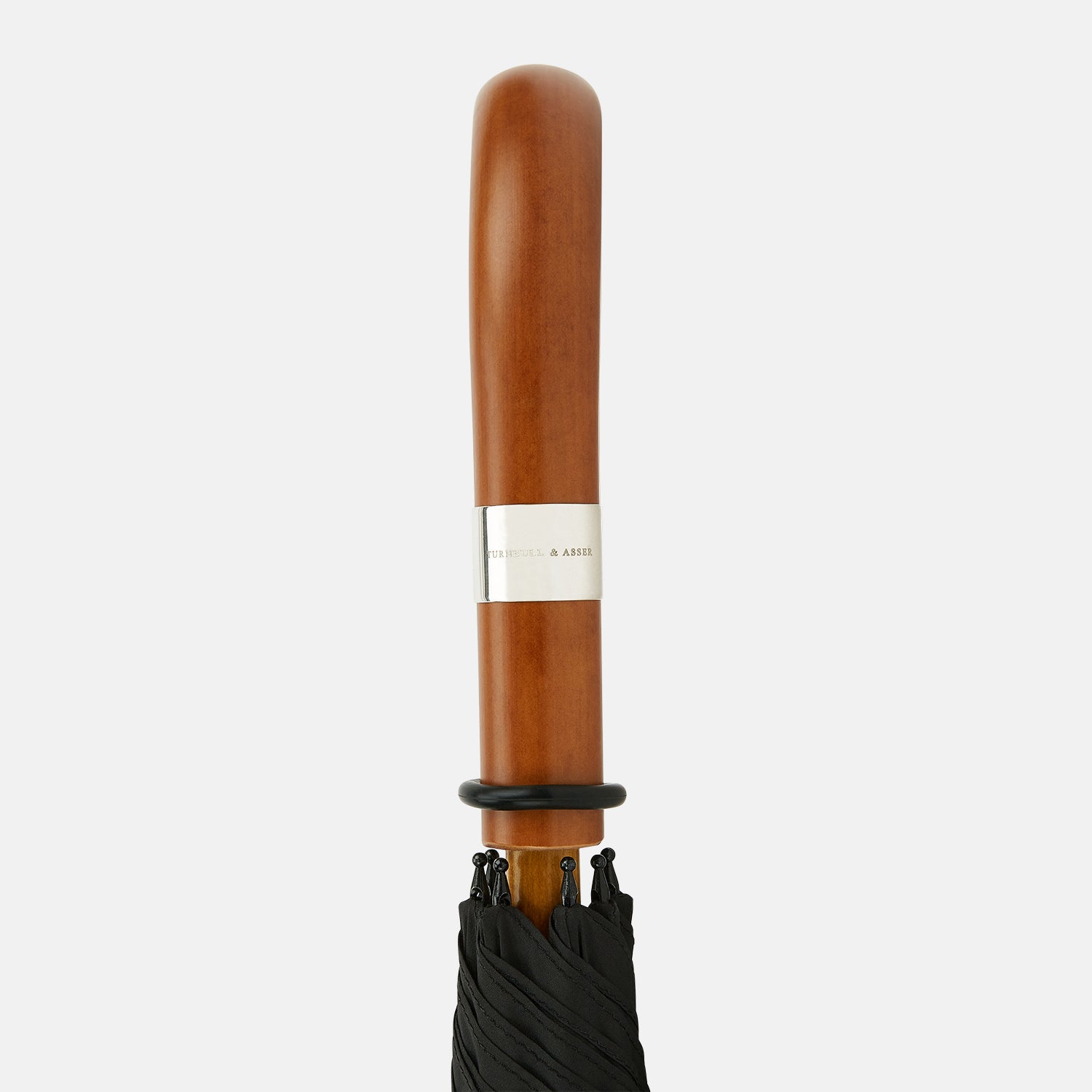 View 5 of product Black Traveller Umbrella with Malacca Crook Handle