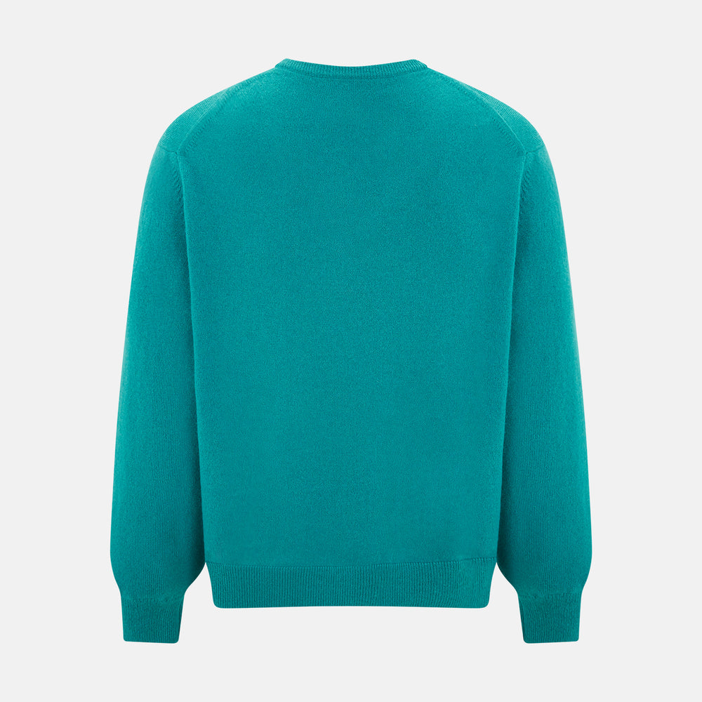 Turquoise Cashmere V-neck Jumper