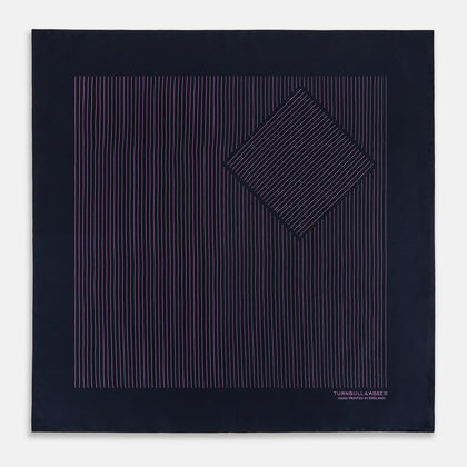 Navy and Purple Stripe Silk Pocket Square Image 3