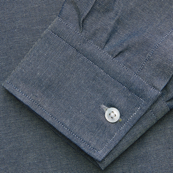Blue Weekend Fit Oxford Finch Shirt With Derby Collar And Chest Pocket Image 3