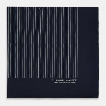 Navy and Grey Stripe Silk Pocket Square Image 2